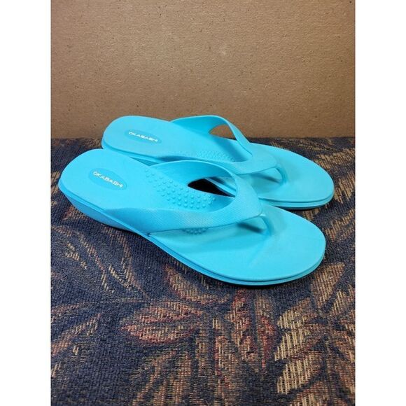 Okabashi Women's Sea Glass Splash Flip Flop Sandals- L/Size 9.5-10.5 - Picture 2 of 6